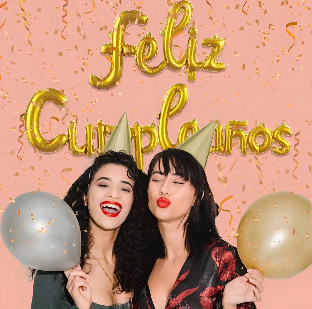 Set Globos "Feliz Cumpleaños" Letras Cursivas Dorado